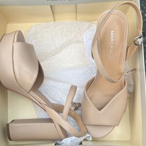 Marc Fisher Women's Cream Block Heel Sandals